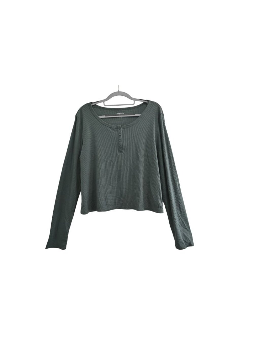 NWT Gap Body Forever Favorite Ribbed Henley Long Sleeve Tee Sz XL Green Basic